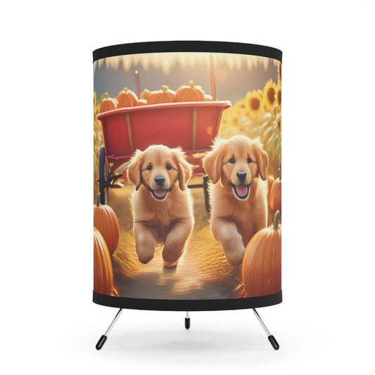 Golden Retriever Sunflower Patch Tripod Lamp with High-Res Printed Shade, US\CA plug