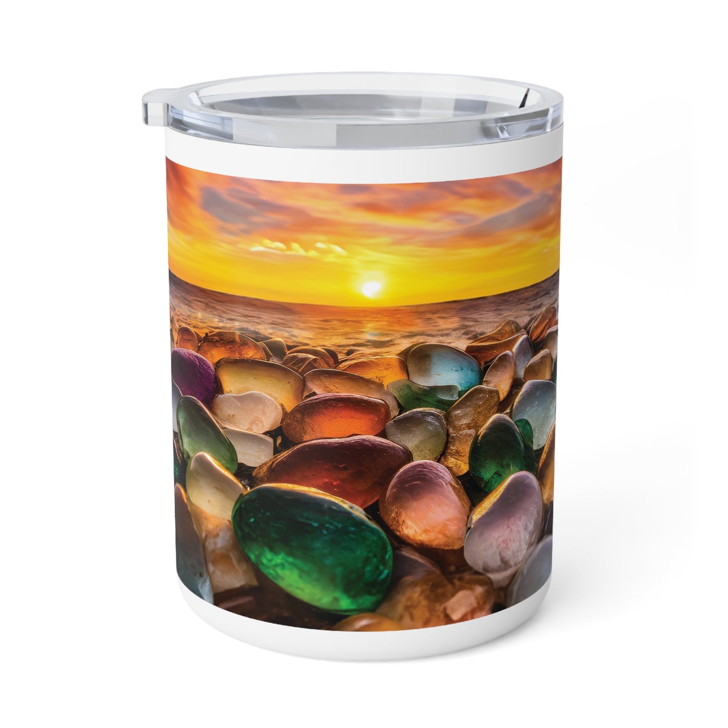 Seaglass Beach Sunset Insulated Coffee Mug, 10oz