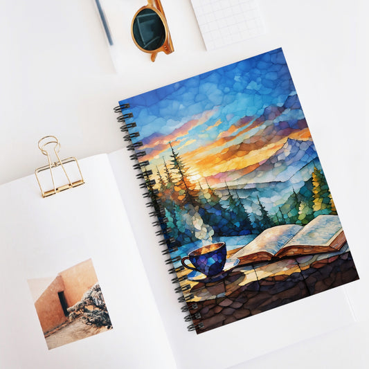 Mountain Sunset Coffee Spiral Journal Coffee Lovers Notebook Gift for Friend Mountain Themed Journal