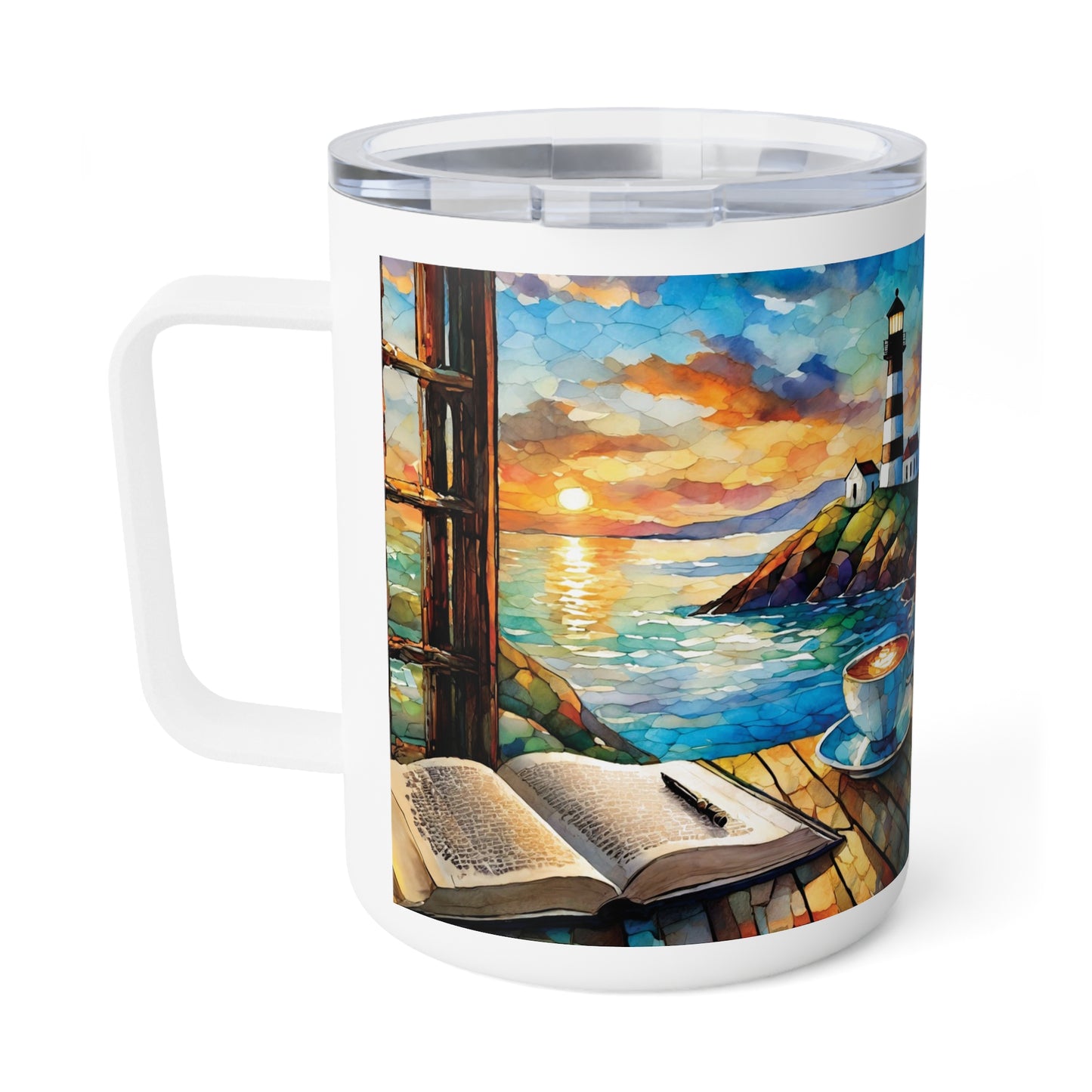 Lighthouse Coffee View Insulated Coffee Mug, 10oz