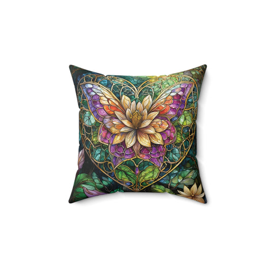 Enchanted Garden Heart Spun Polyester Square Pillow