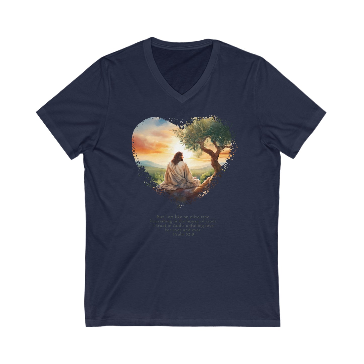 Olive Tree in the House of God, Jersey Short Sleeve V-Neck Tee