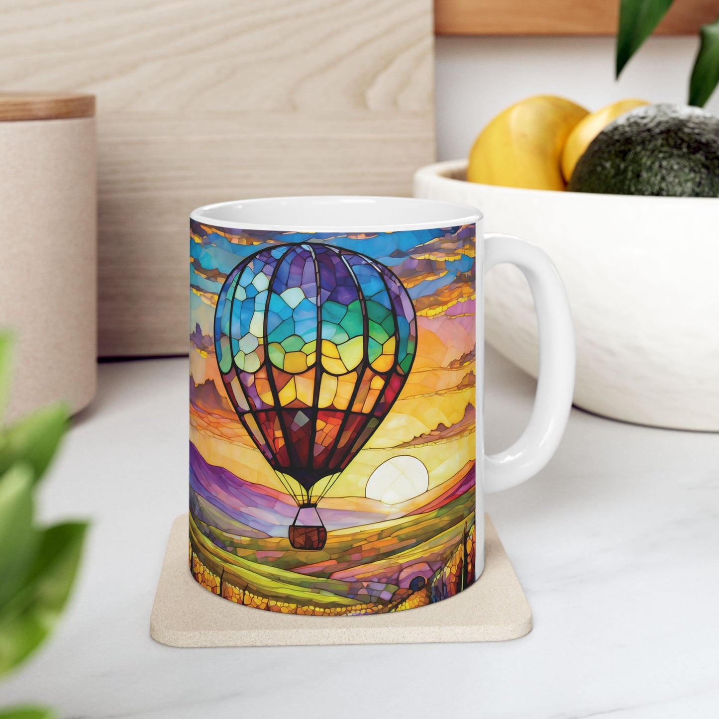 Hot Air Balloon Flying Over Temecula Ceramic Mug, (11oz, 15oz)