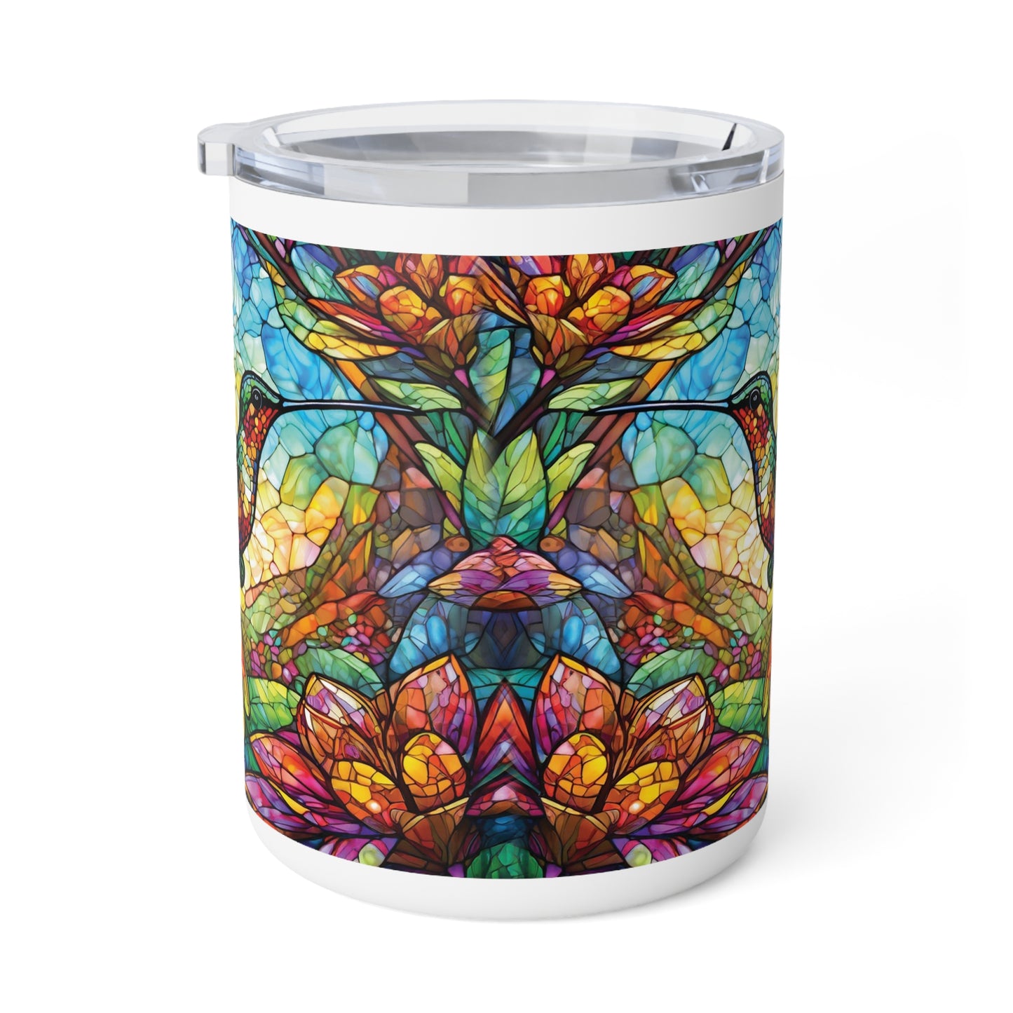 Hummingbird Stained Glass Insulated Coffee Mug, 10oz