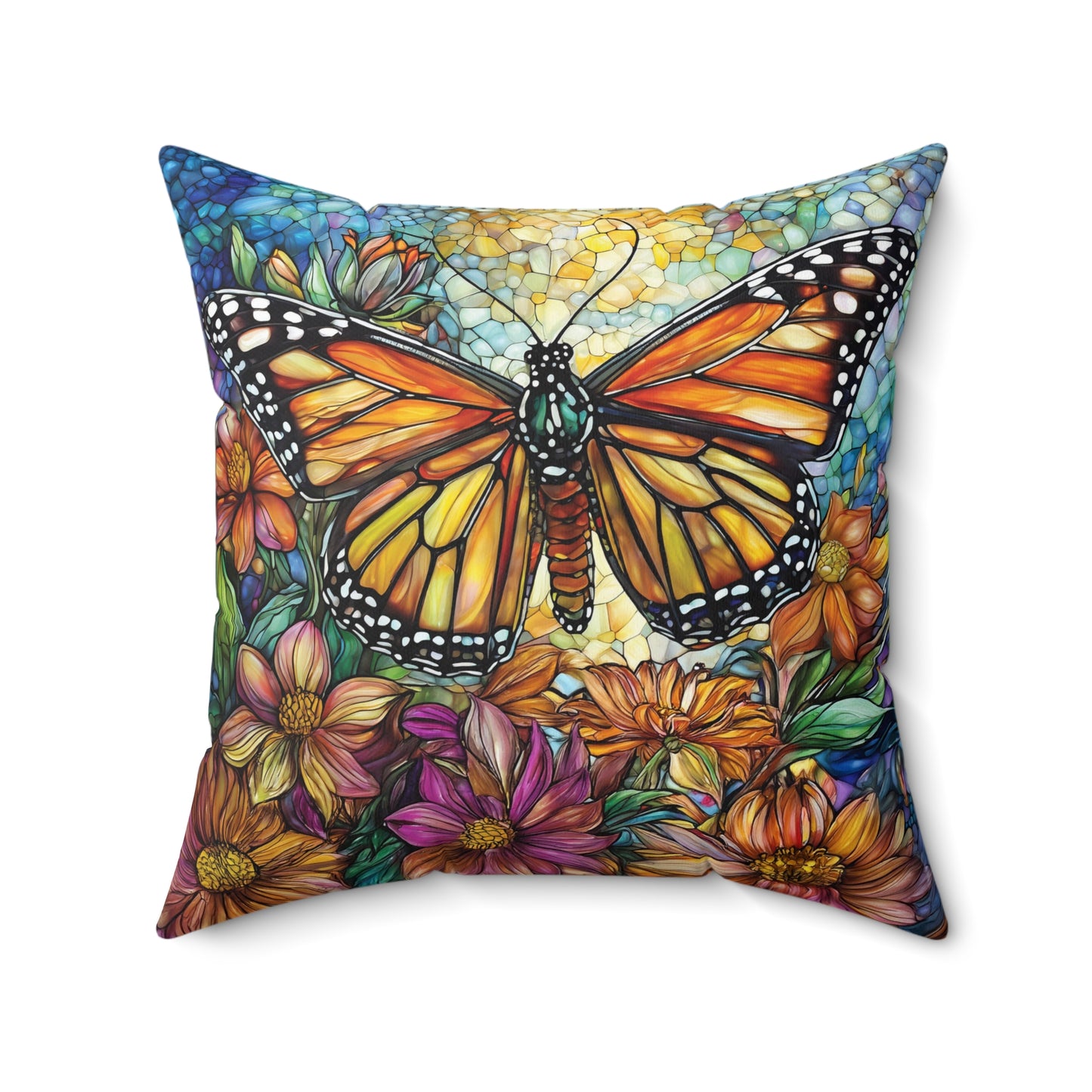 Vibrant Butterfly Accent Pillow with Different Designs on Each Side