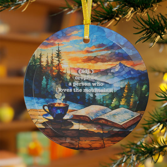 Mountain Themed Glass Ornament Gift Outdoors Lover Light Catcher Stained Glass Mountain Ornament Gift for Hikers