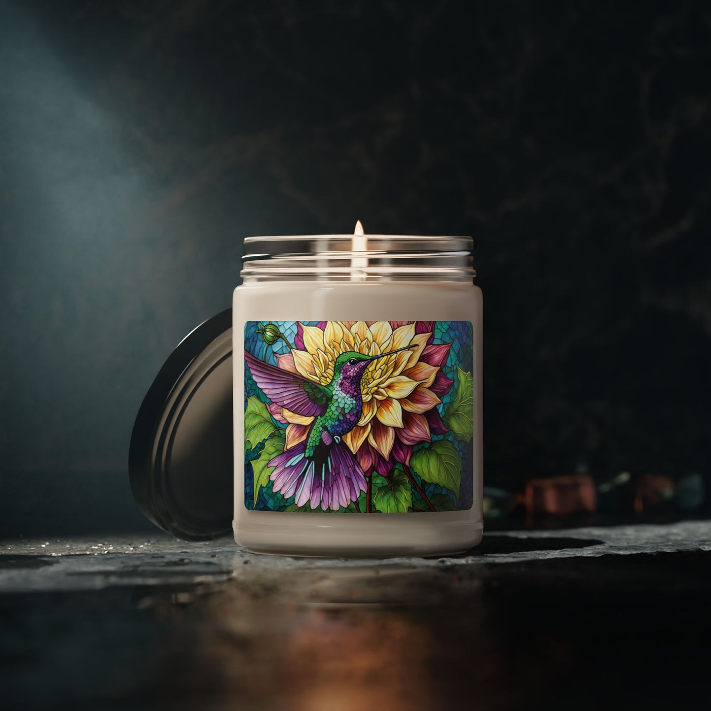 Dahlia Hummingbird Scented Soy Candle, 9oz