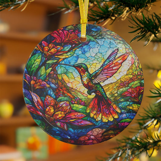 Stained Glass Hummingbird Beauty Light Catcher Glass Ornaments