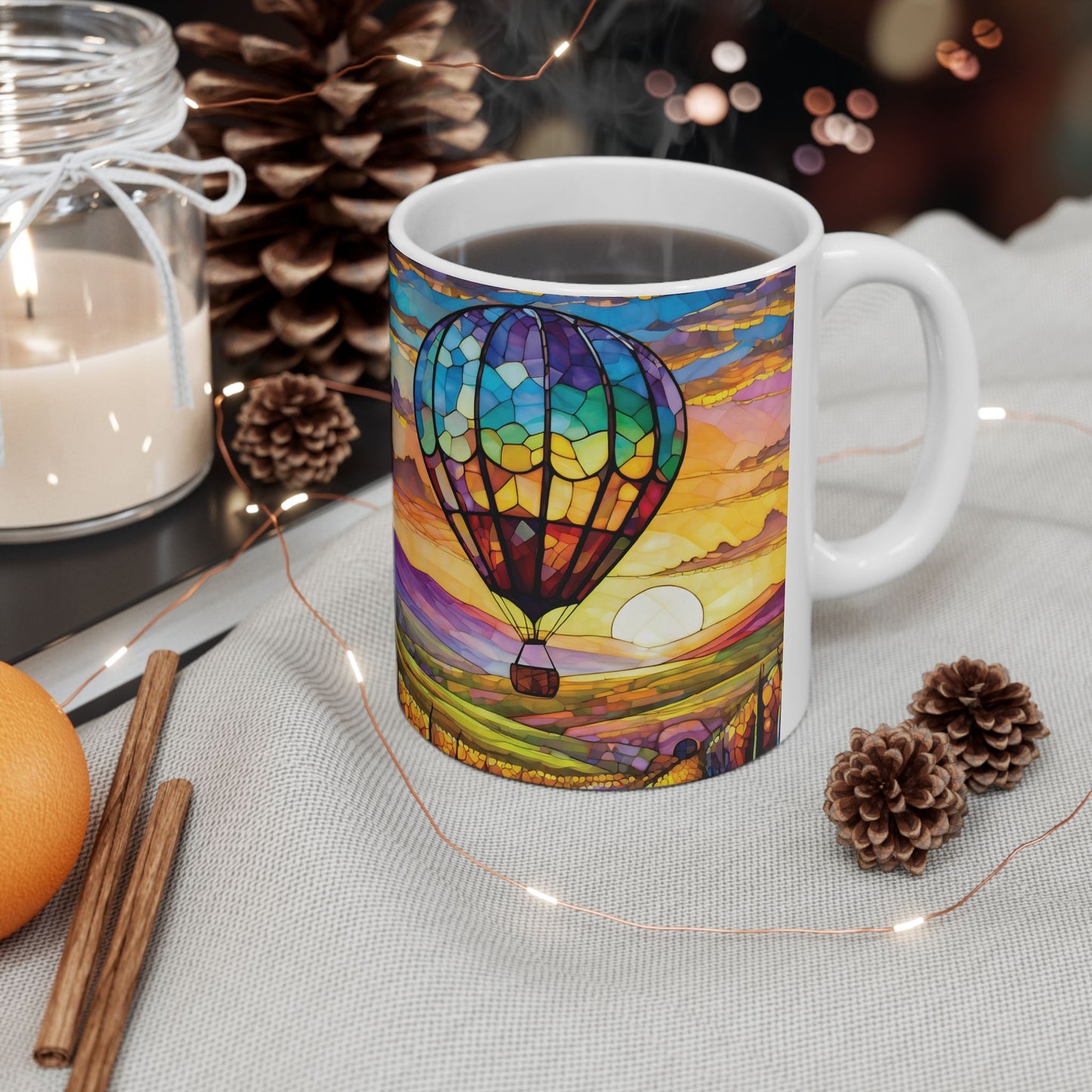 Hot Air Balloon Flying Over Temecula Ceramic Mug, (11oz, 15oz)