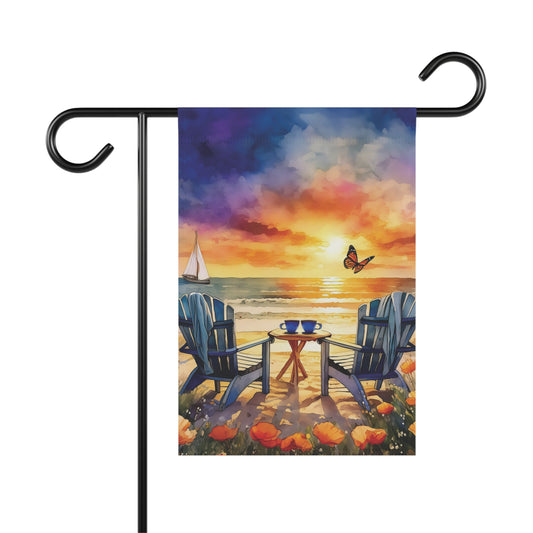 Beach Time Sunset Flag Garden & House Banner