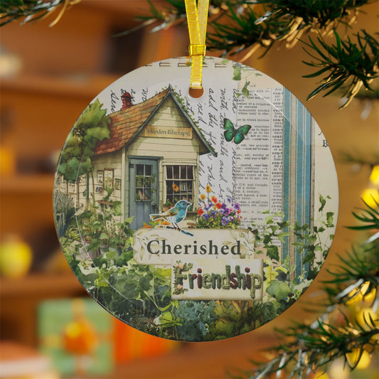 Garden Friendship Christmas Holiday Ornament Gift for Best Friend Garden Light Catcher Beveled Glass Friendship Gift