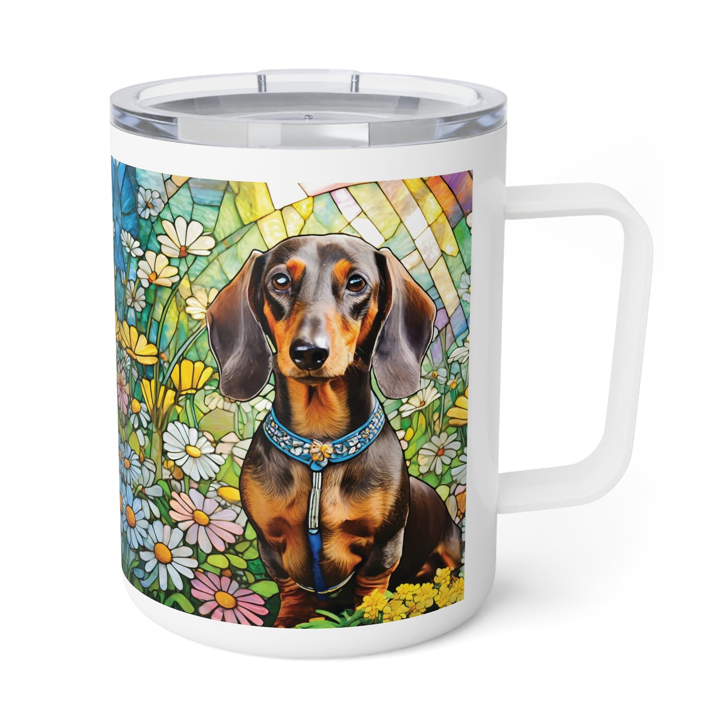 Dachshund Spring Garden Insulated Coffee Mug, 10oz