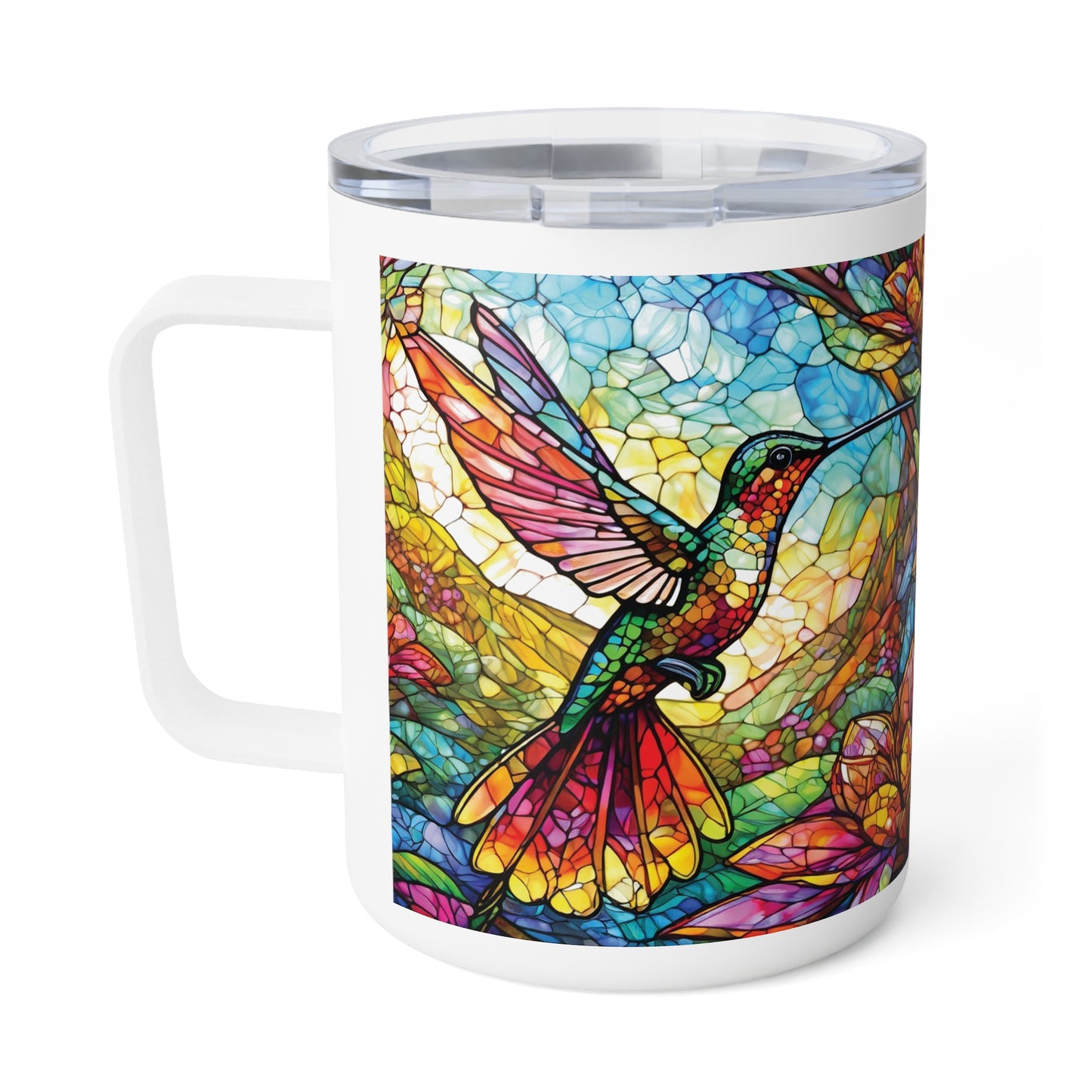 Hummingbird Stained Glass Insulated Coffee Mug, 10oz