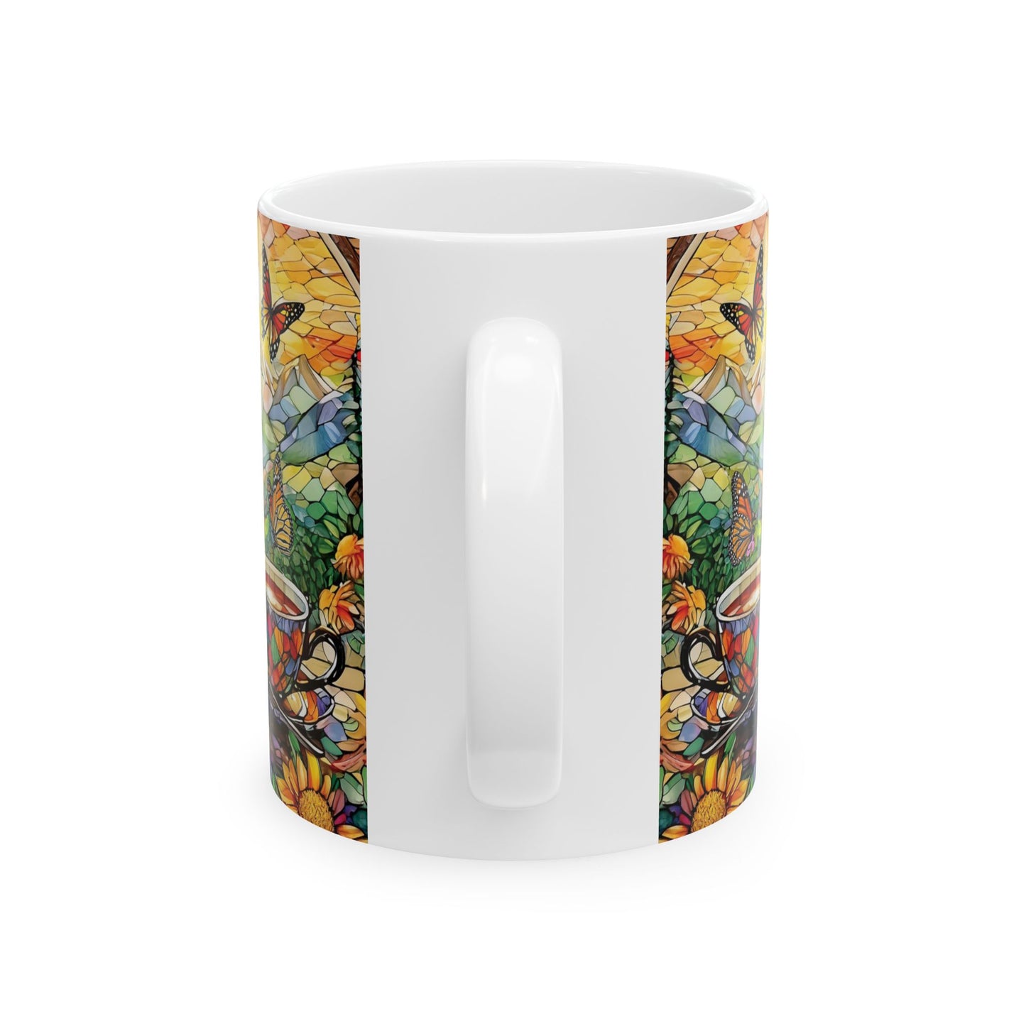 Wildflower Butterfly Garden View Ceramic Mug, (11oz, 15oz)