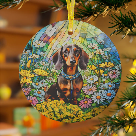 Dachshund Sitting Pretty Light Catcher Glass Ornaments