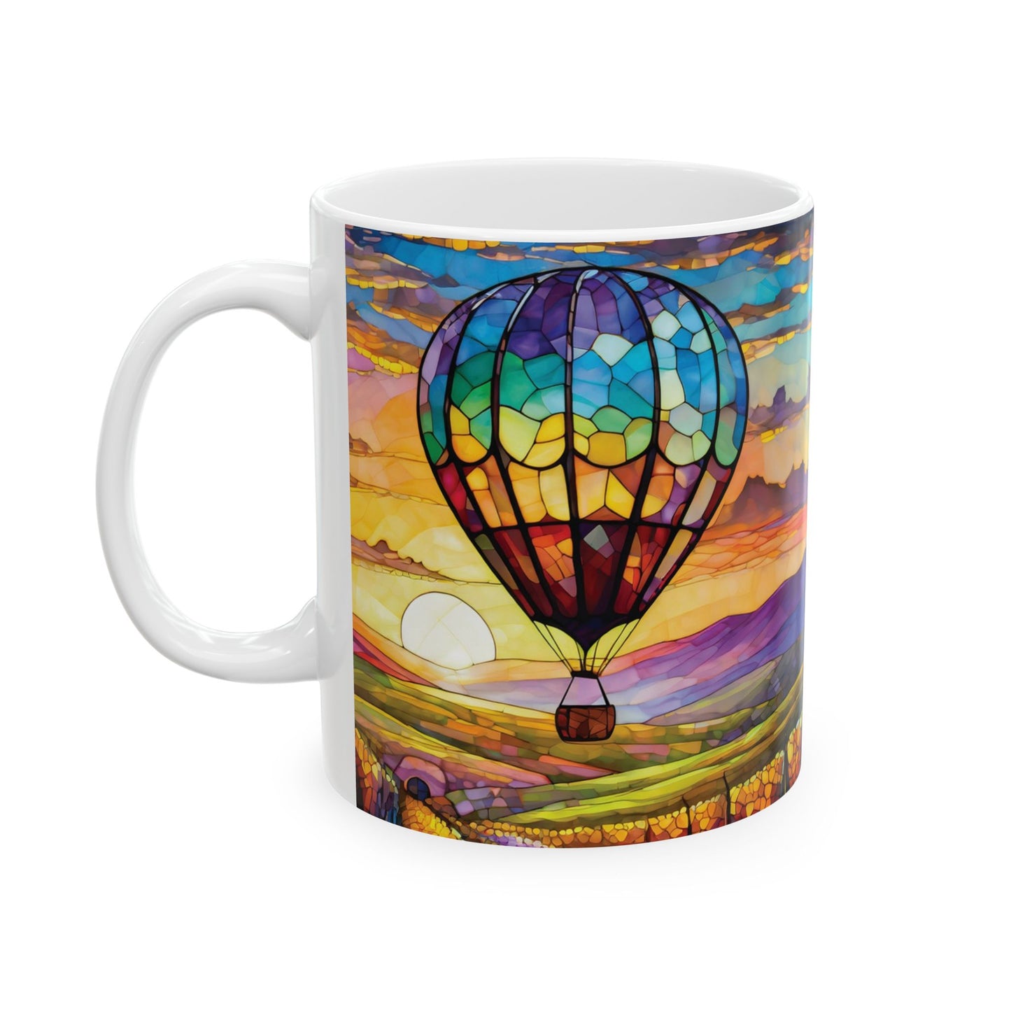 Hot Air Balloon Flying Over Temecula Ceramic Mug, (11oz, 15oz)