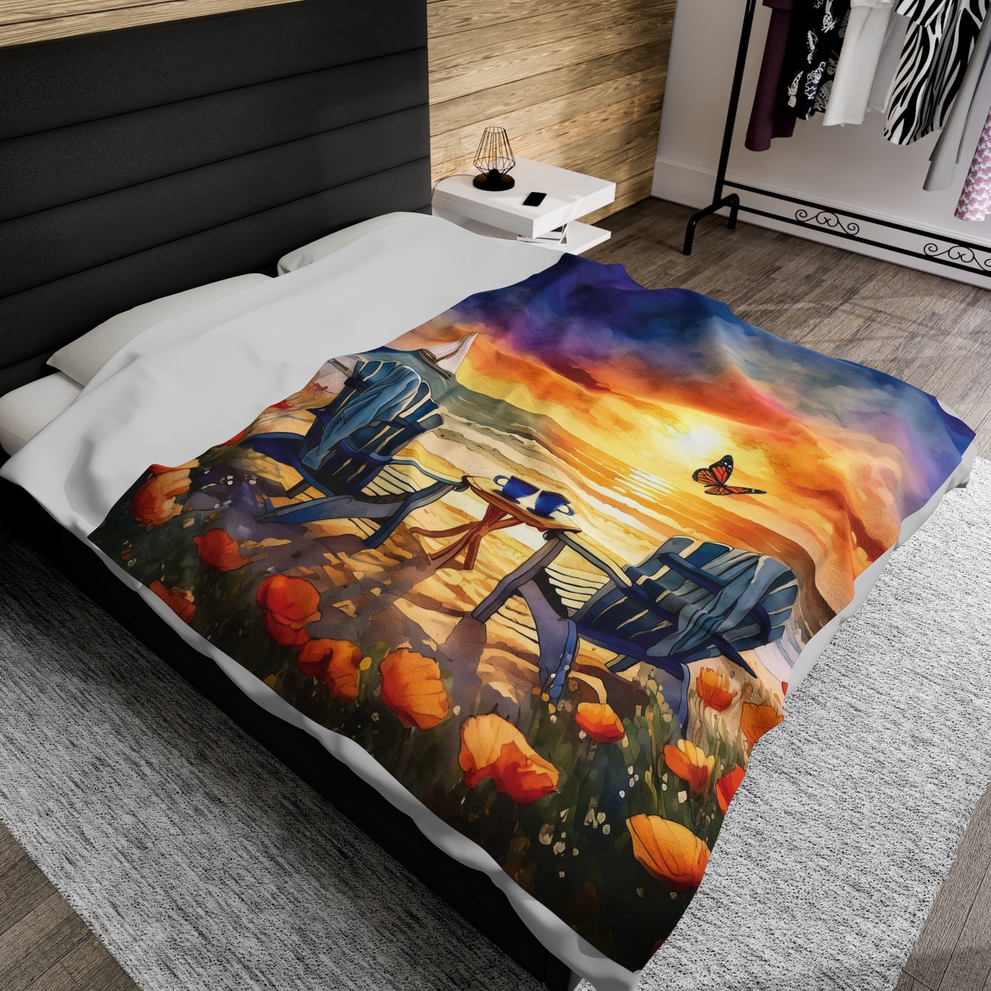 Soft Beach Blanket Gift Beach Lover Throw Blanket Warm Soft Beach Themed Blanket Coffee Beach Sunset Velveteen Plush Blanket