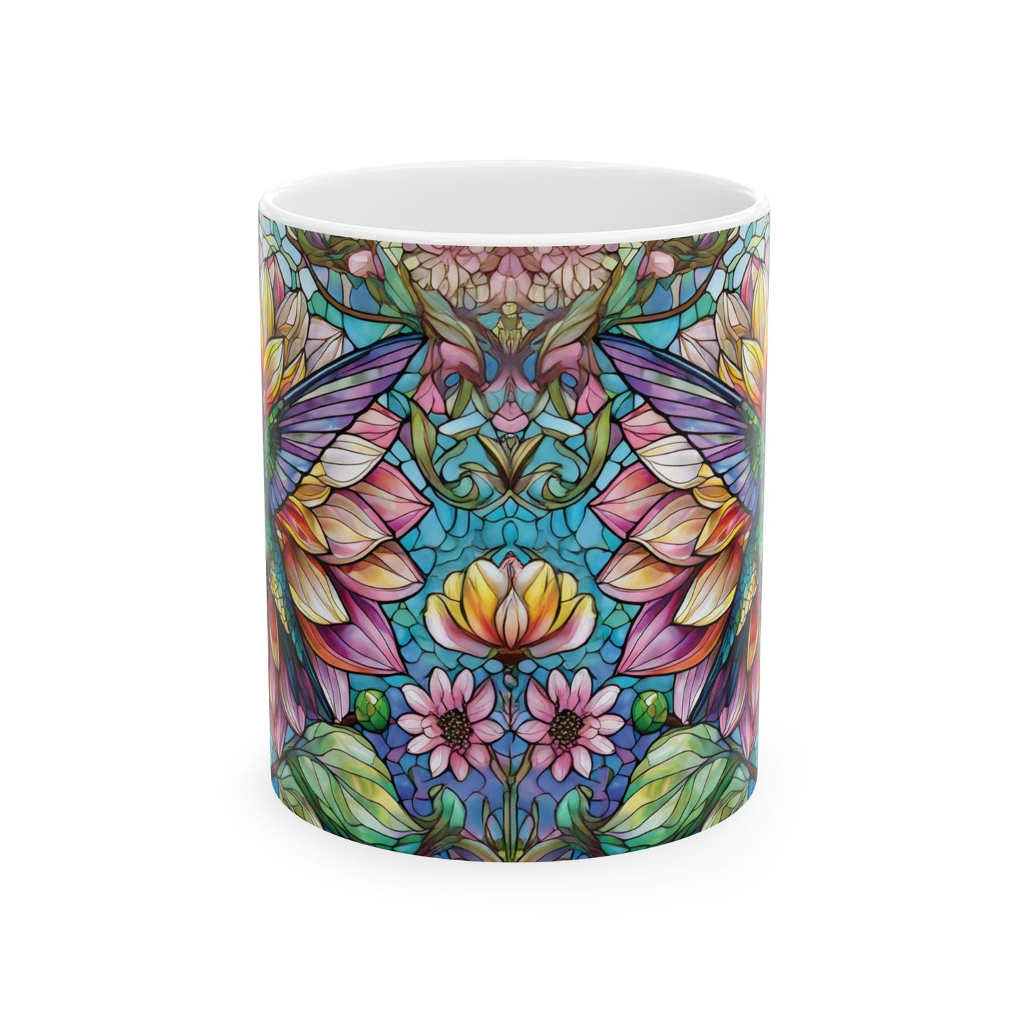 Dahlia Hummingbird Ceramic Mug, (11oz, 15oz)