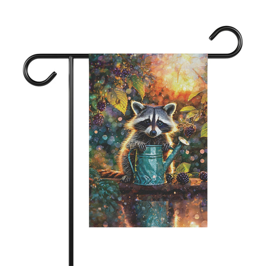 Raccoon Berry Time Flag Garden & House Banner