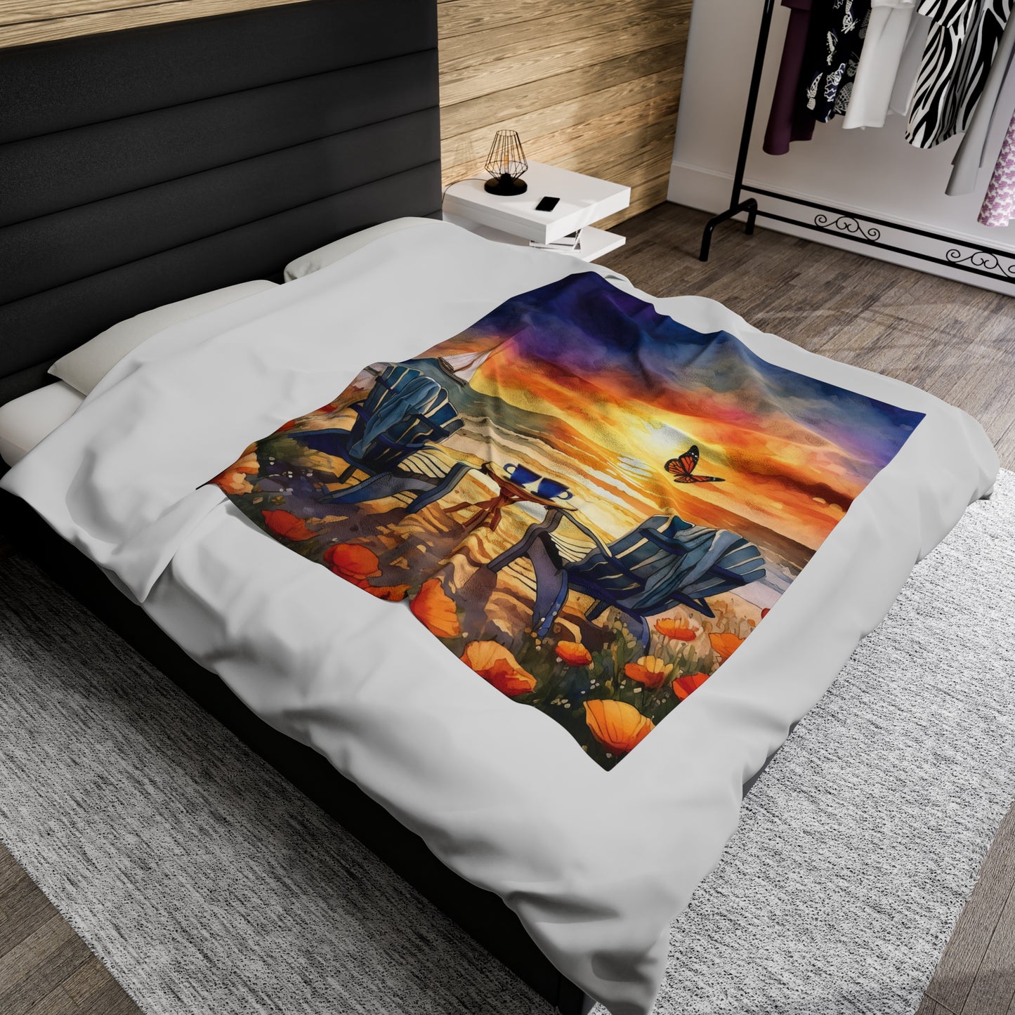 Soft Beach Blanket Gift Beach Lover Throw Blanket Warm Soft Beach Themed Blanket Coffee Beach Sunset Velveteen Plush Blanket