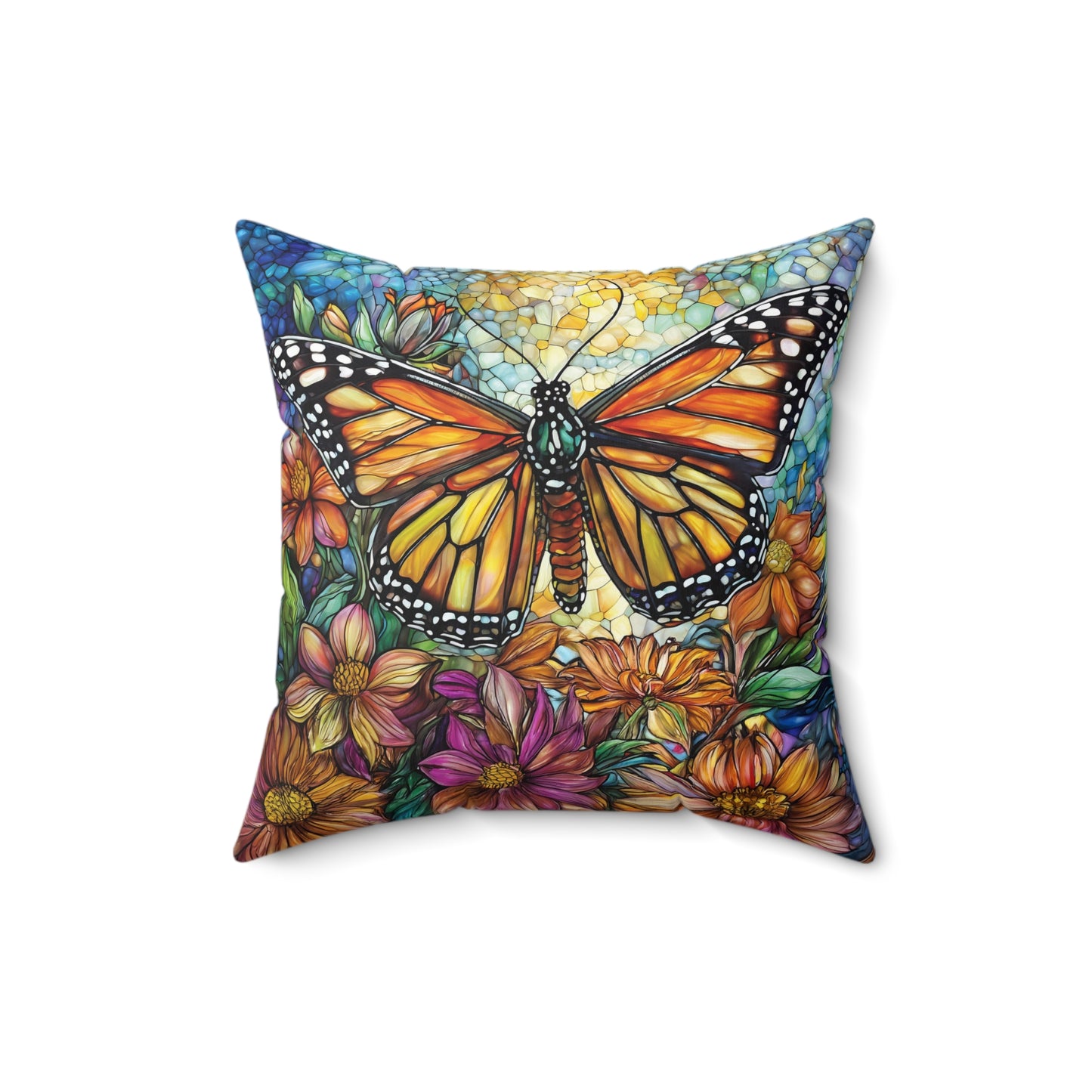 Vibrant Butterfly Accent Pillow with Different Designs on Each Side