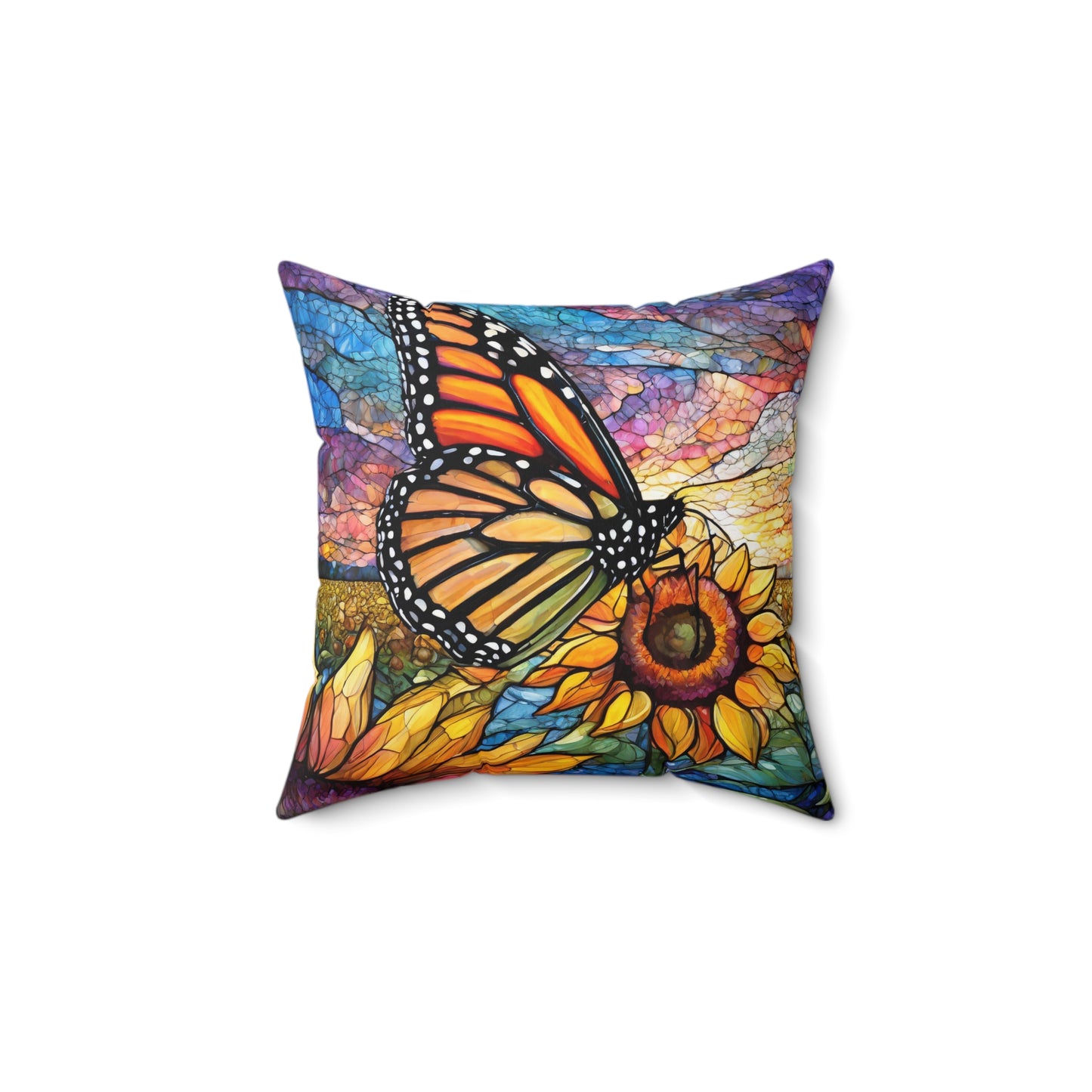 Vibrant Butterfly Accent Pillow with Different Designs on Each Side