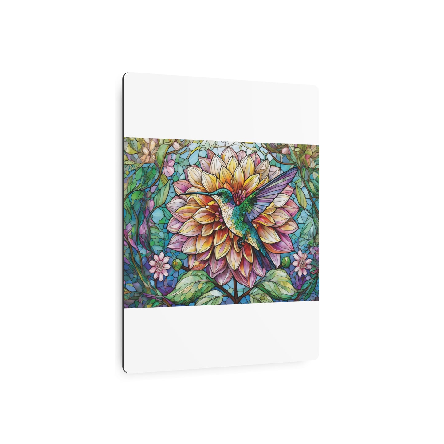 Dahlia Hummingbird Garden Metal Art Sign