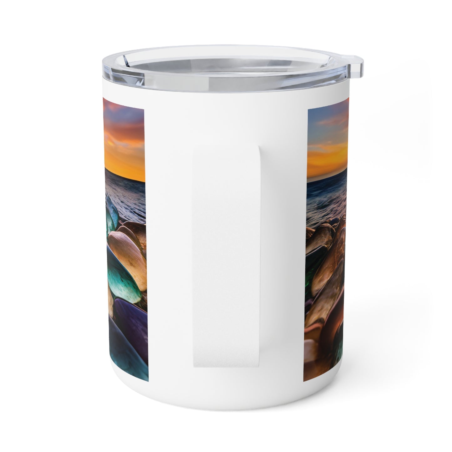 Seaglass Beach Sunset Insulated Coffee Mug, 10oz