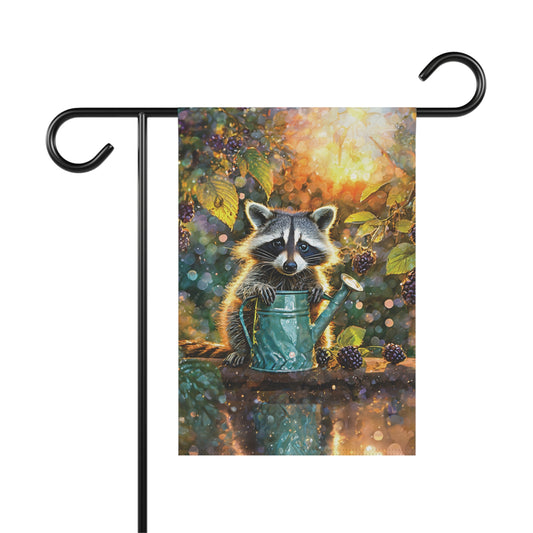 Raccoon Berry Time Flag Garden & House Banner