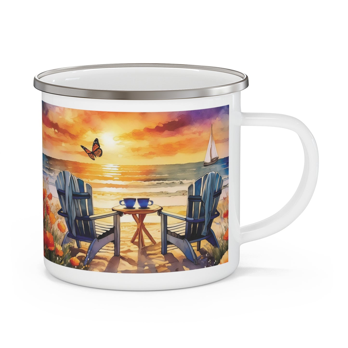 Sunset at the Beach Enamel Camping Mug