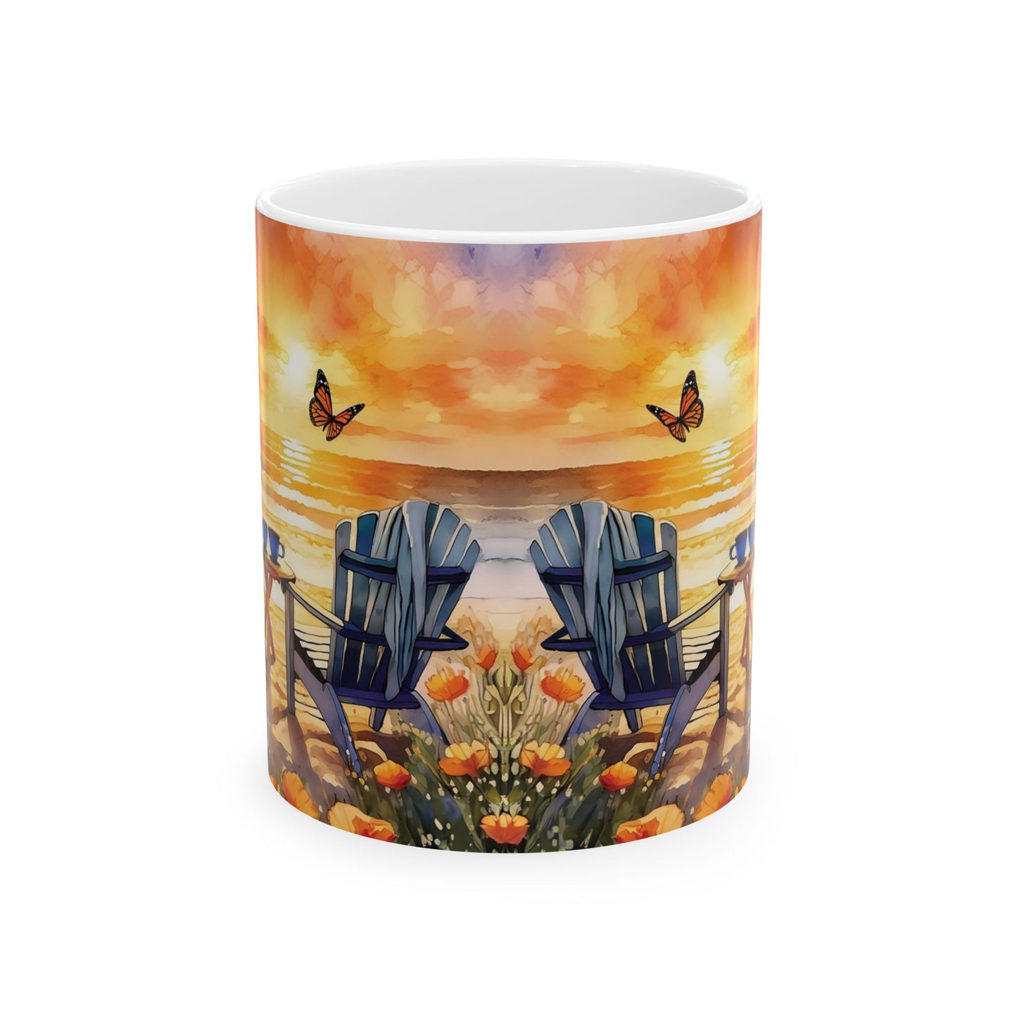 Sunset Beach Delight Ceramic Mug, (11oz, 15oz)