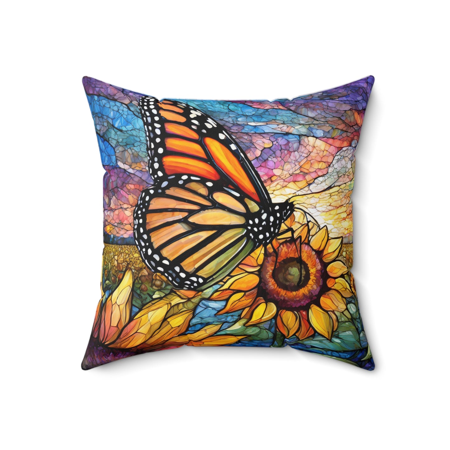 Vibrant Butterfly Accent Pillow with Different Designs on Each Side