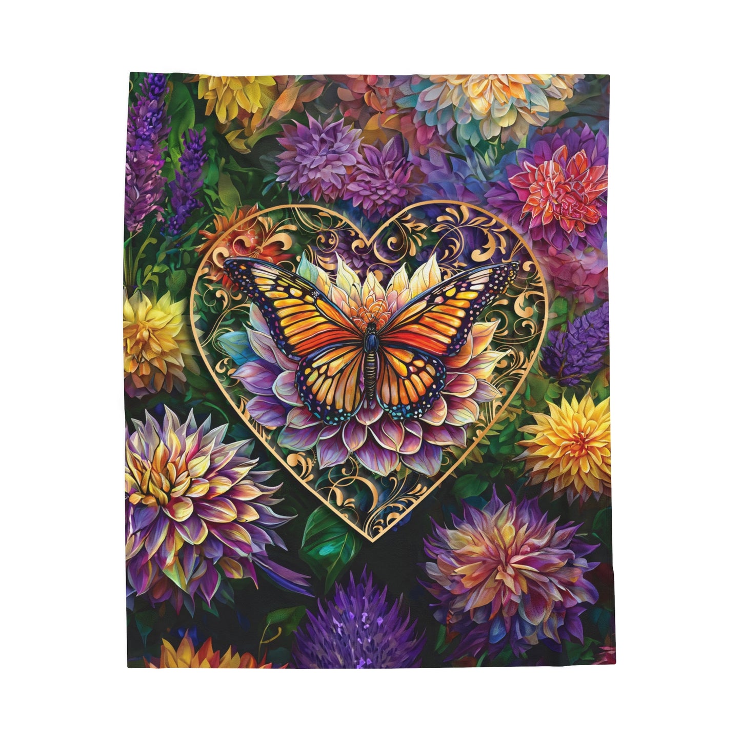 Butterfly Heart Lovers Velveteen Plush Blanket