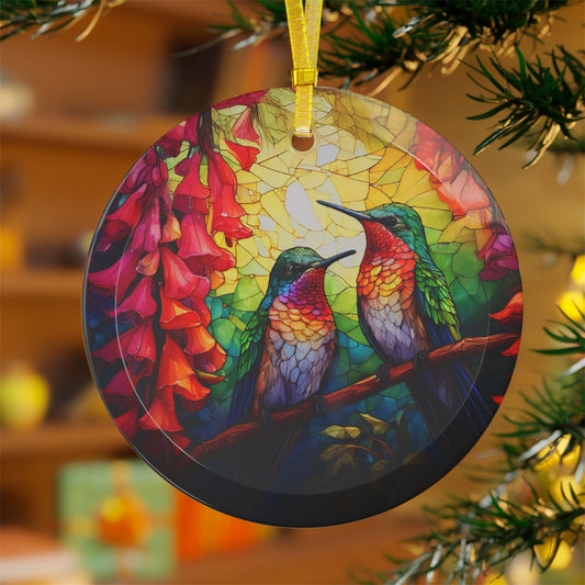 Stained Glass Hummingbird Glass Ornament Vibrant Garden Light Catcher Perfect Gift for Hummingbird Lovers Garden and Bird Lovers Gift