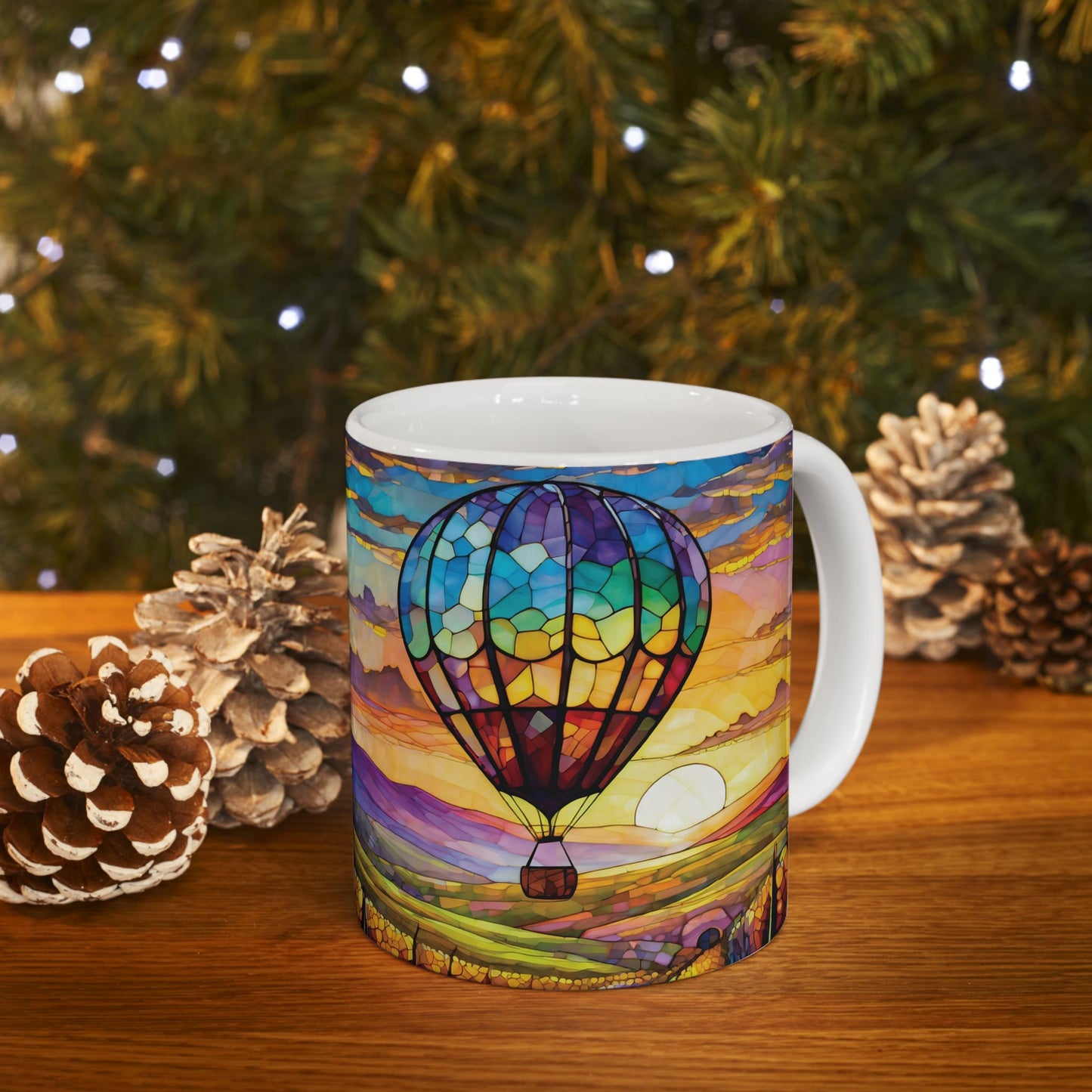 Hot Air Balloon Flying Over Temecula Ceramic Mug, (11oz, 15oz)