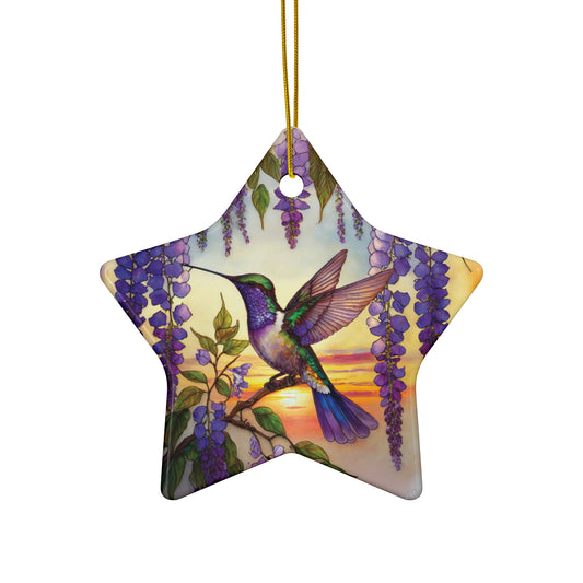 Hummingbird Frenzy Ceramic Ornament, 4 Shapes