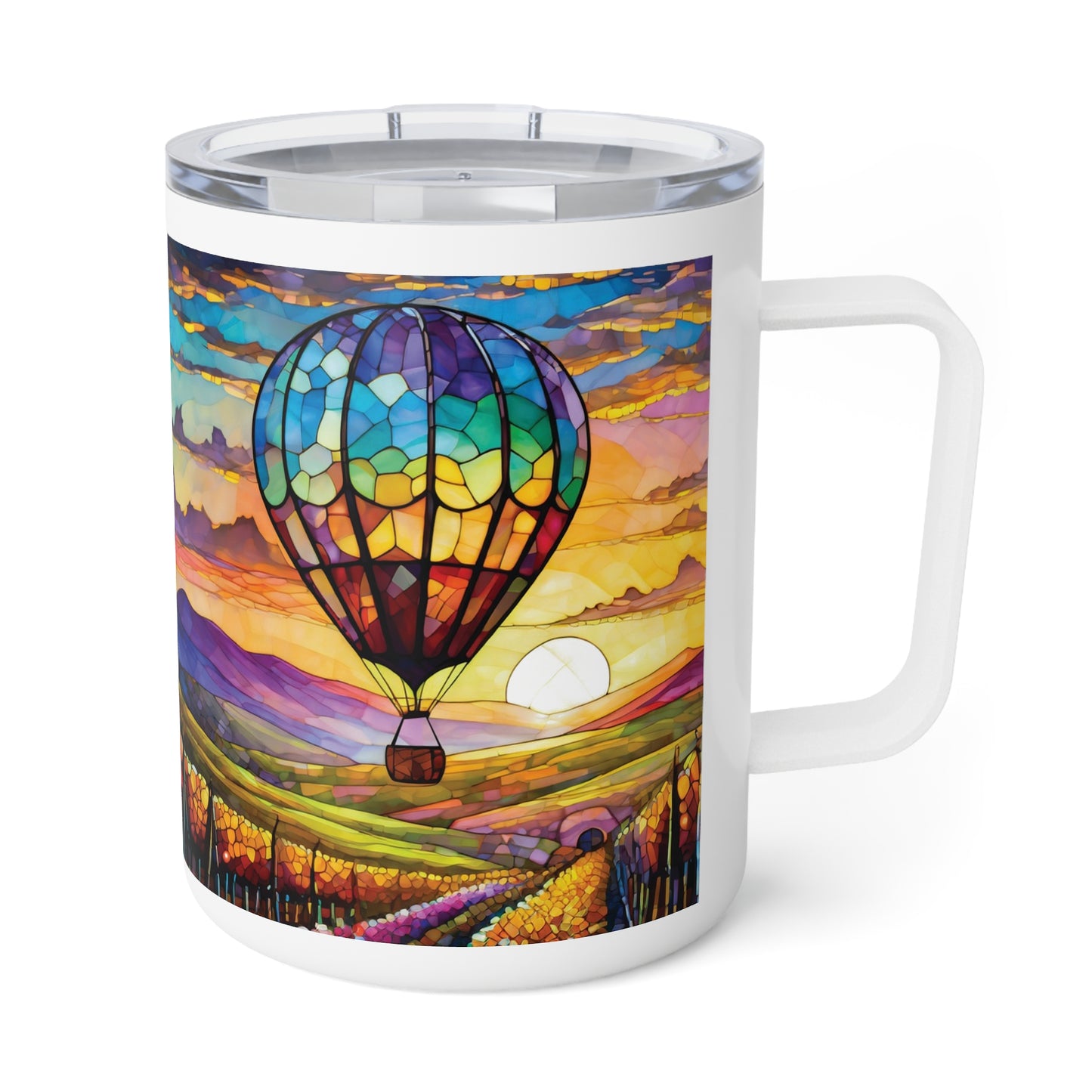 Hot Air Balloon Wine Country Insulated Coffee Mug, 10oz