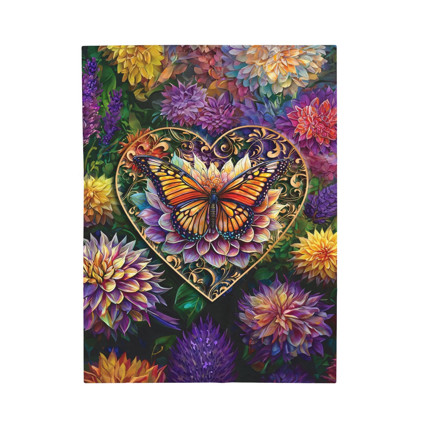 Butterfly Heart Lovers Velveteen Plush Blanket