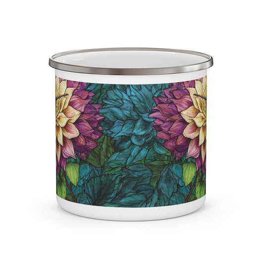 Hummingbird Dahlia Garden Enamel Camping Mug