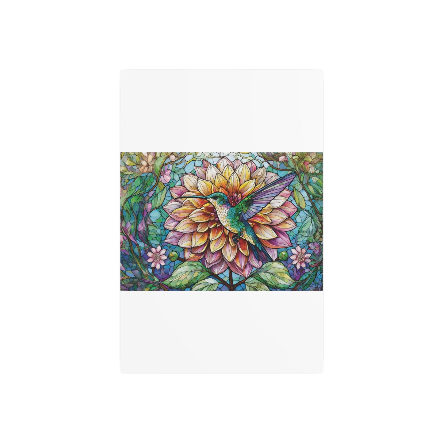 Dahlia Hummingbird Garden Metal Art Sign