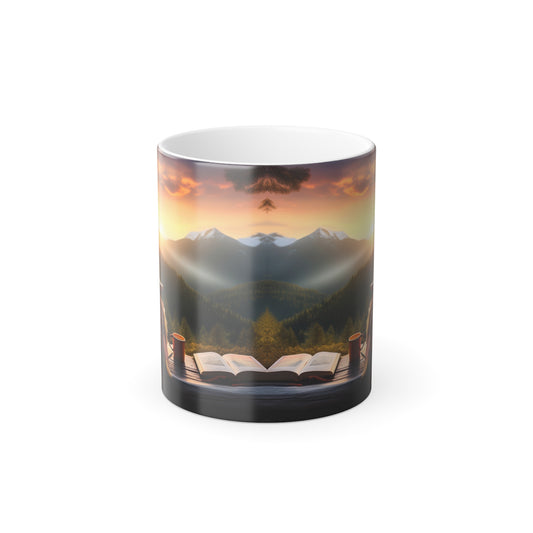 Color Morphing Mug Cozy Adirondack Chair Fall Mountain Sunset Coffee Mug Friendship Autumn Gift