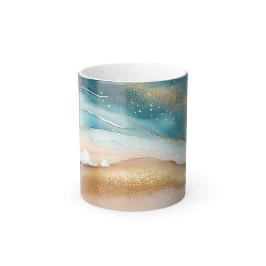 Color Morphing Mug Christian Bible Verse Color Morphing Mug Ocean Waves Gold Flecks Magic Coffee Cup Inspirational Religious Gift Biblical