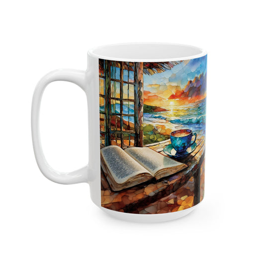 Quiet Time by the Sea Ceramic Mug, (11oz, 15oz)