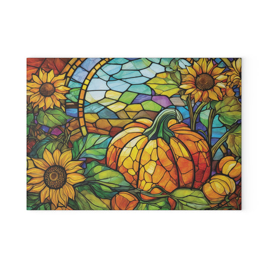 Arrival of Fall Glass Cutting Board