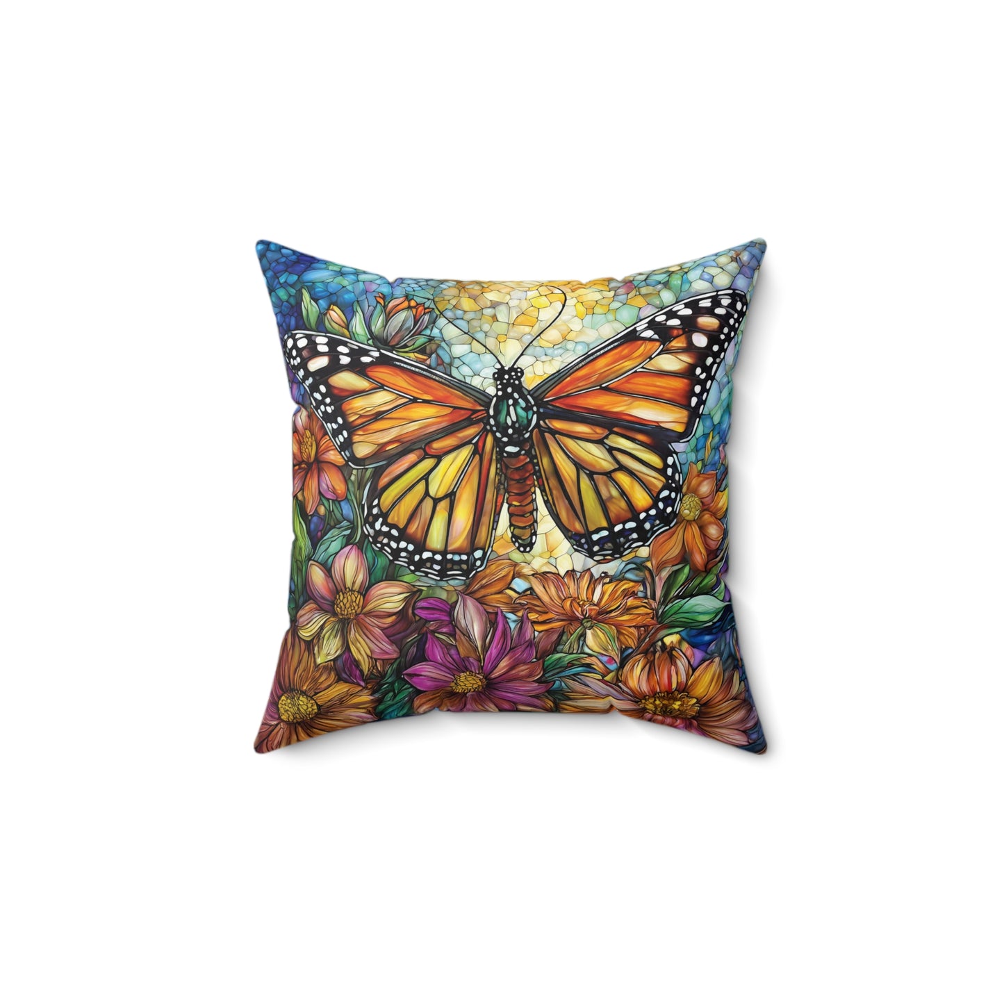 Vibrant Butterfly Accent Pillow with Different Designs on Each Side