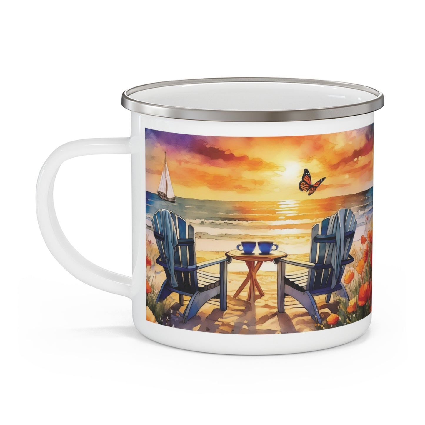 Sunset at the Beach Enamel Camping Mug