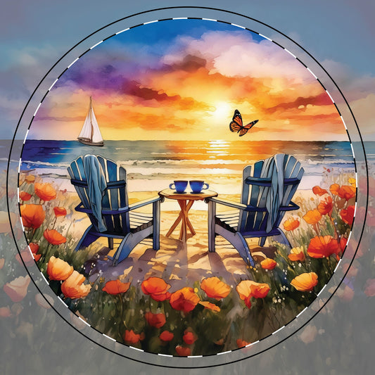 Sunset at the Beach Ceramic Coaster