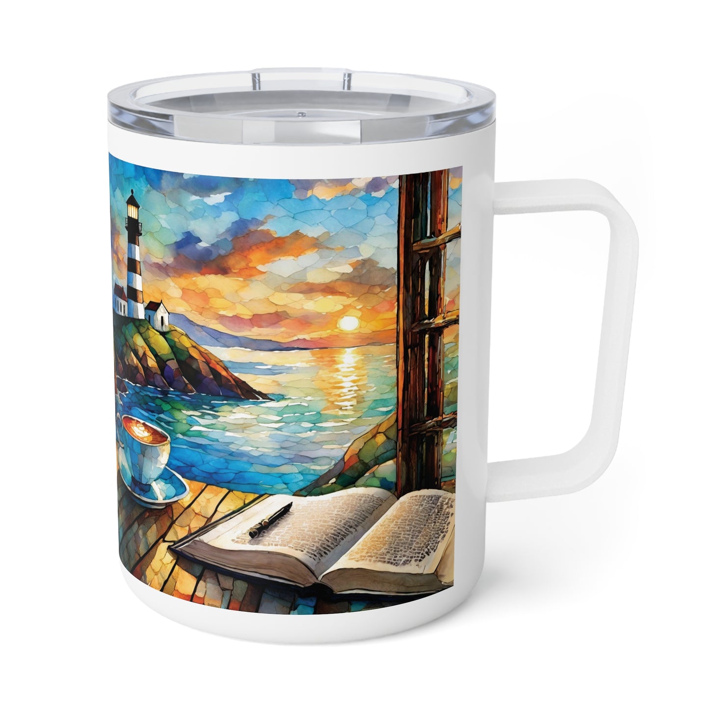 Lighthouse Coffee View Insulated Coffee Mug, 10oz