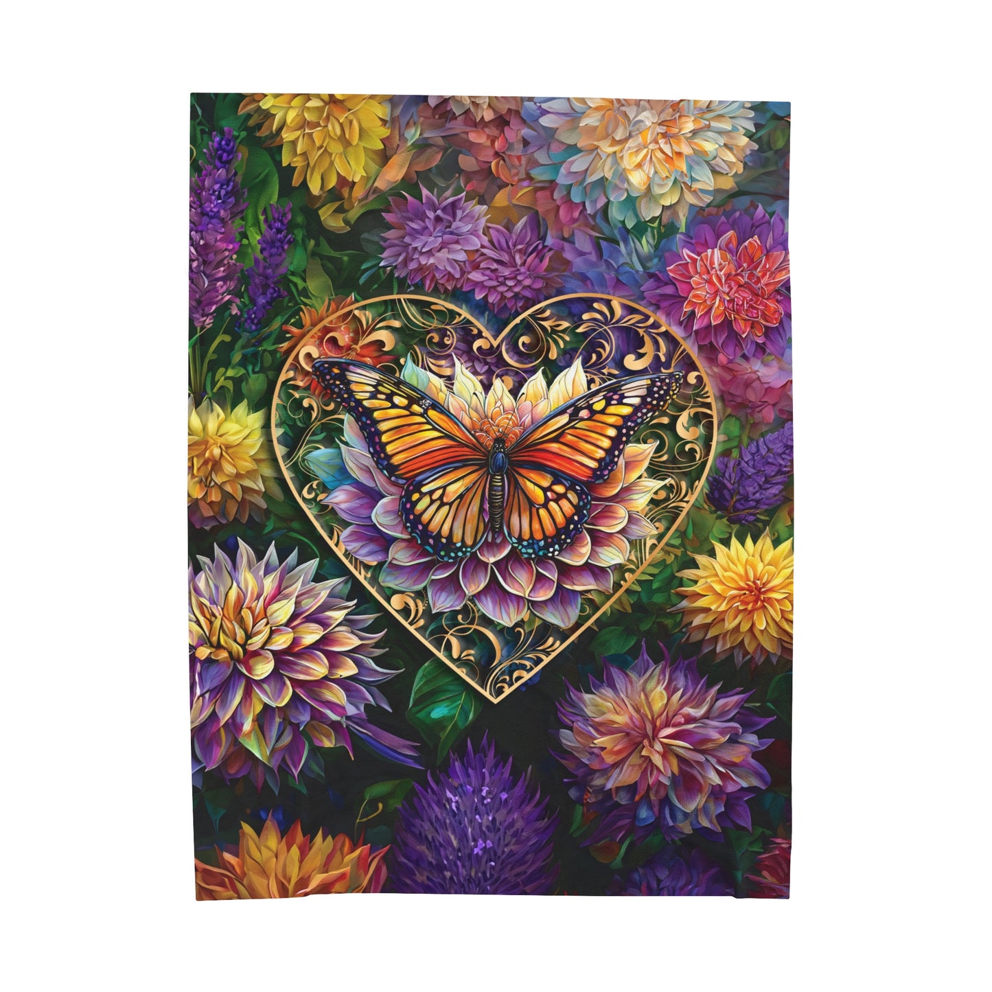 Butterfly Heart Lovers Velveteen Plush Blanket