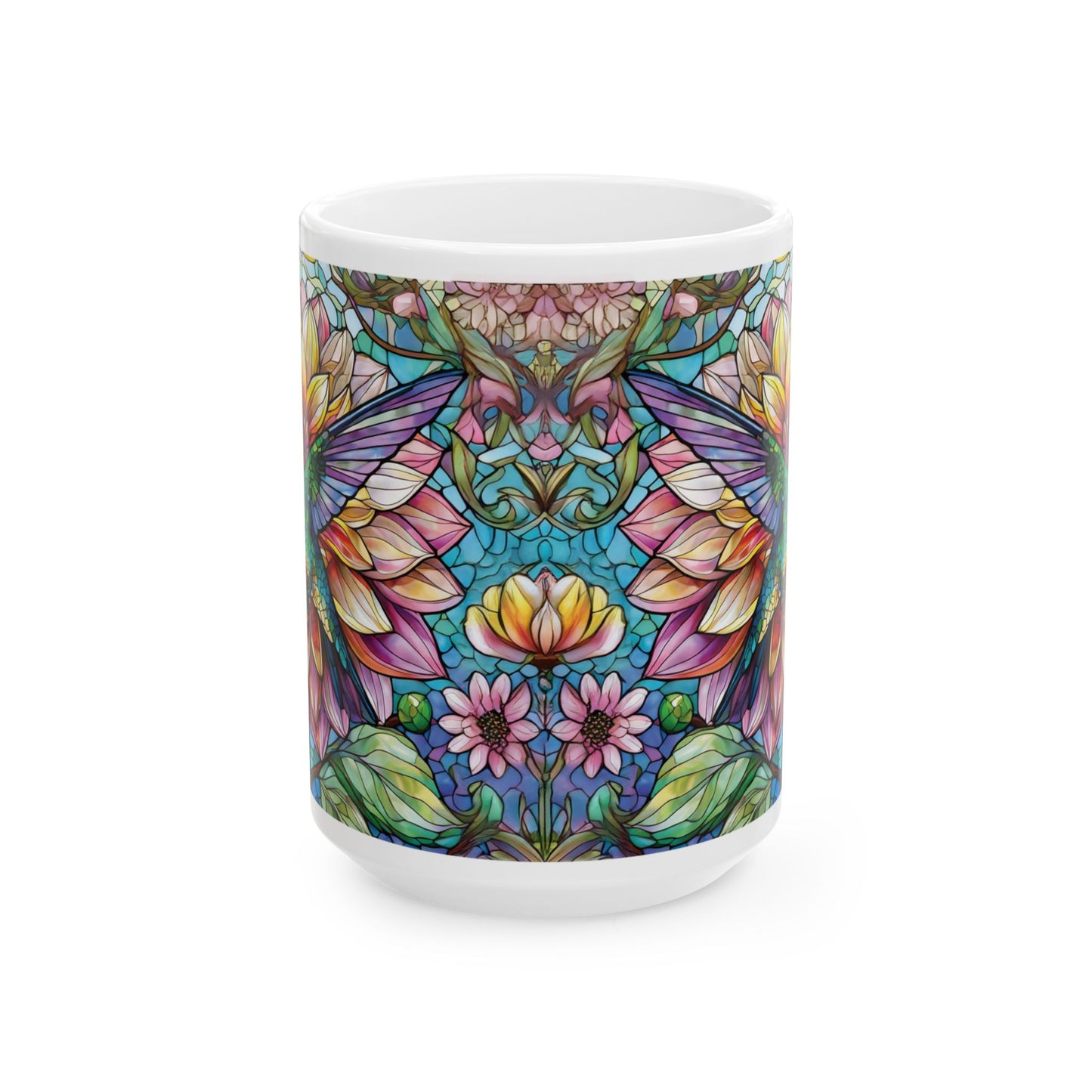 Dahlia Hummingbird Ceramic Mug, (11oz, 15oz)